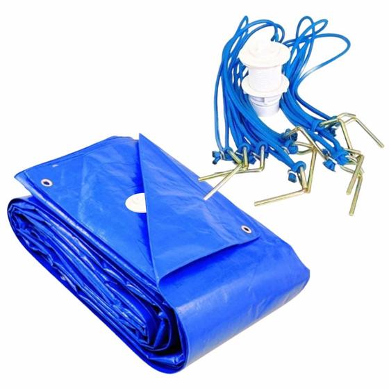 Imagem de Capa Lona Proteção com Dreno p Piscina 3x2m + kit Instalação