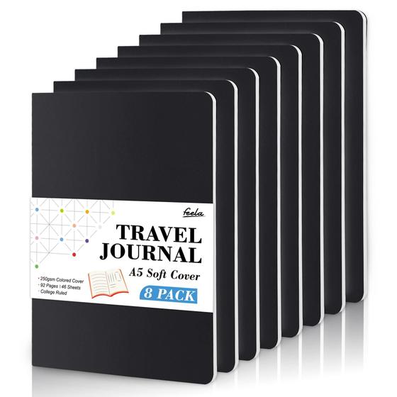 Imagem de Capa Macia para Journal Feela - Pacote com 8 Unidades A5 (250g/m²) - Linhas College