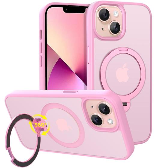 Imagem de Capa Magnética CACOE para iPhone 13/14 (6,1") com Suporte 360° - Rosa