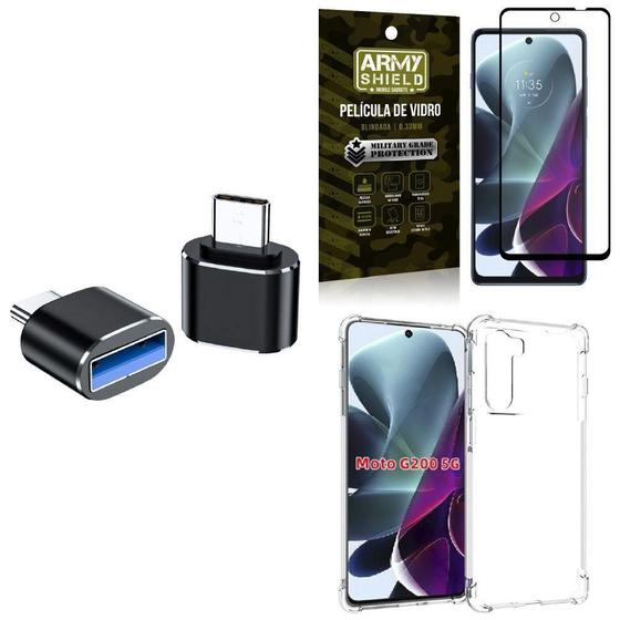 Imagem de Capa Moto G200 5G + Adaptador Otg Tipo C / Usb + Película 3D