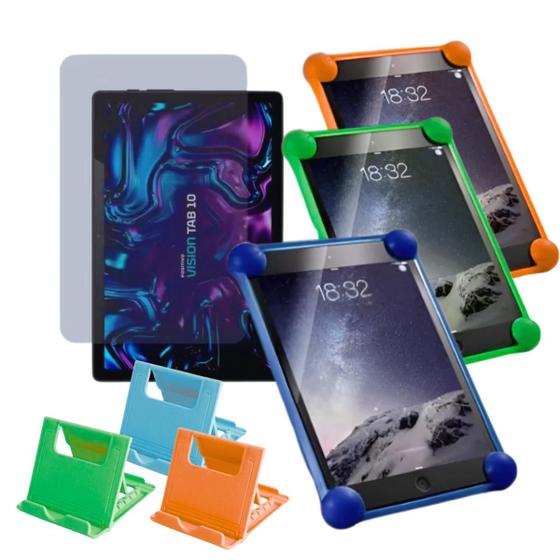 Imagem de Capa P/ Tablet Positivo Vision Tab 10 + Película + Suporte de Mesa