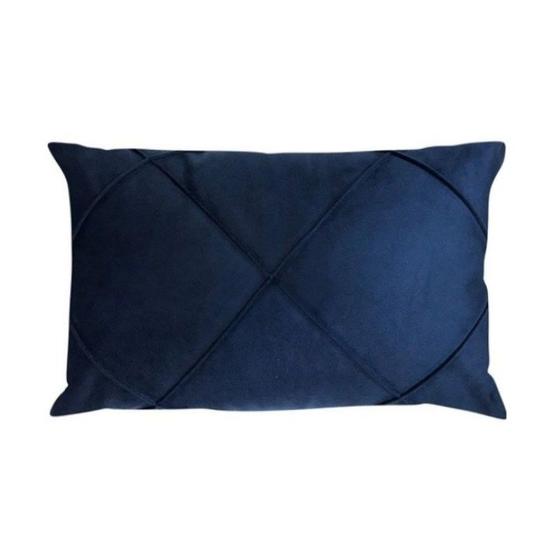 Imagem de Capa para Almofada Drapeada em Veludo Retangular Azul Marinho