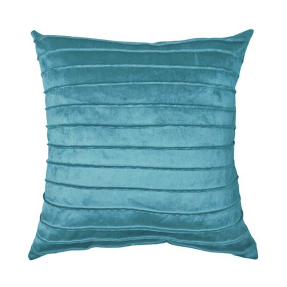 Imagem de Capa para Almofada Drapeada Line em Veludo Quadrada Azul Turquesa