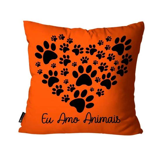 Imagem de Capa para Almofada Mdecore Amo Animais Laranja - 45x45cm