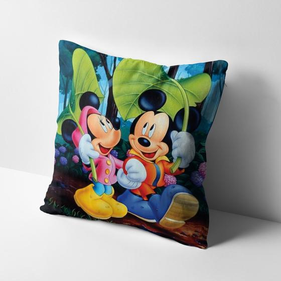 Imagem de Capa Para Almofada Personalizada Mickey e Minnie 01 Peça Decorativa Com Ziper Para Sala e Quarto