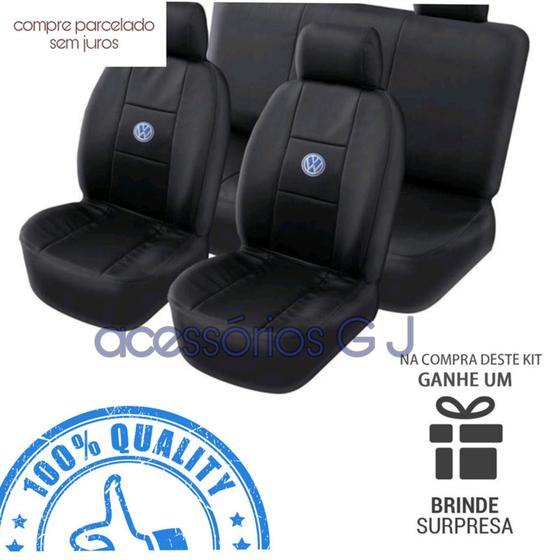 capa para banco completo em couro preto para p gol /84/85/86 - acc gj Imagem de capa para banco completo em couro preto para p gol /84/85/86