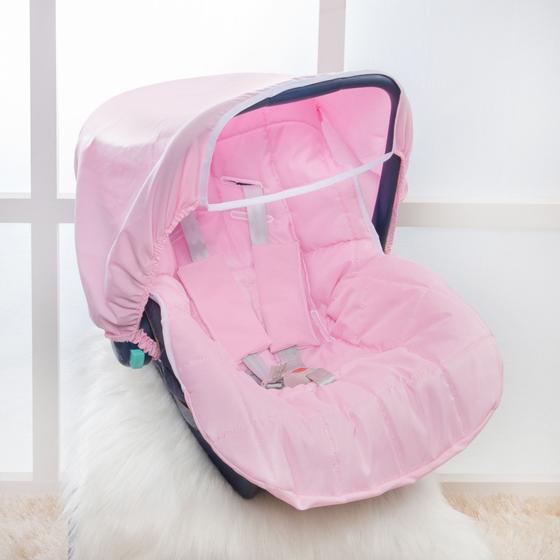 Imagem de Capa para Bebê Conforto com Capota Solar 4 peças Rosa