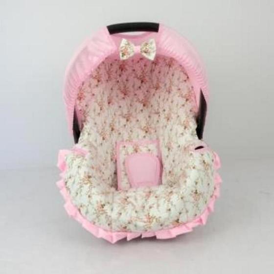 Imagem de Capa para bebe conforto - floral rosa c/ bege nova