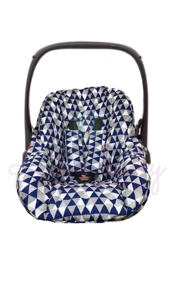 Imagem de Capa Para Bebê Conforto Modelo Universal Chevron Azul e Cinza