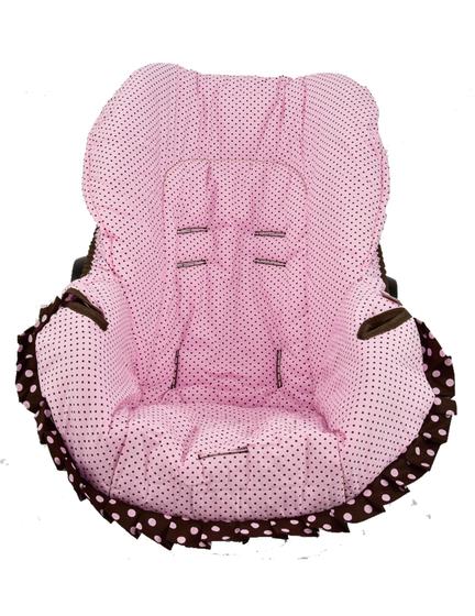 Imagem de Capa Para Bebe Conforto Poá Rosa Com Marrom 