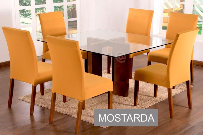Imagem de Capa para Cadeira lisa com Estofado Kit com 06 Unidades