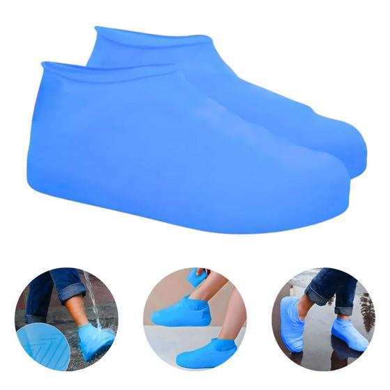 Imagem de Capa para Calçados Silicone Antiderrapante Azul M 35 ao 40