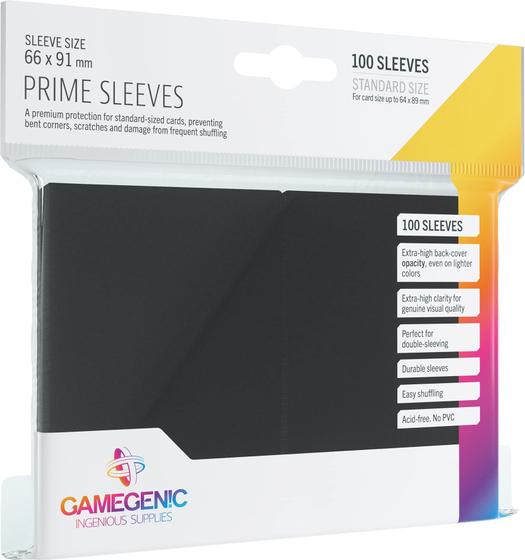 Imagem de Capa para cartas Gamegenic Prime Black 66x99mm (pacote com 100)