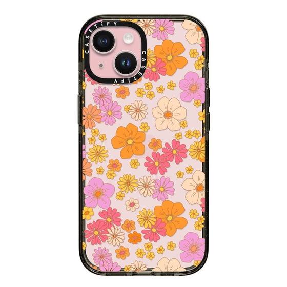 Imagem de Capa para celular Case Tify Impact iPhone 15 Flower Print Clear