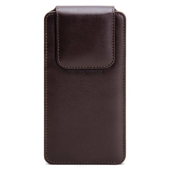 Imagem de CAPA PARA CELULAR COURO CLIP CINTO PREMIUM M 15x7,5x1,5cm MARROM