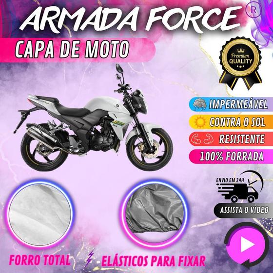 Imagem de Capa para Cobrir Moto DAFRA NEXT 250 100% Forrada Forro Total Armada Force 100% Impermeável Forro Total Protege Sol Chuva Lona Proteção Automotiva