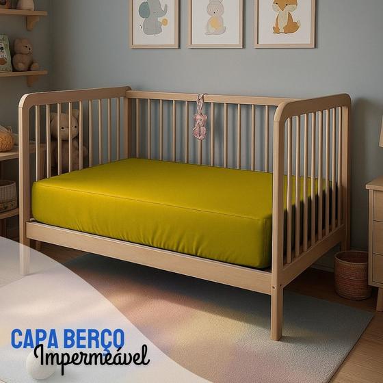 Imagem de Capa Para Colchão Berço Mini Cama Impermeável Com Zíper AMARELA