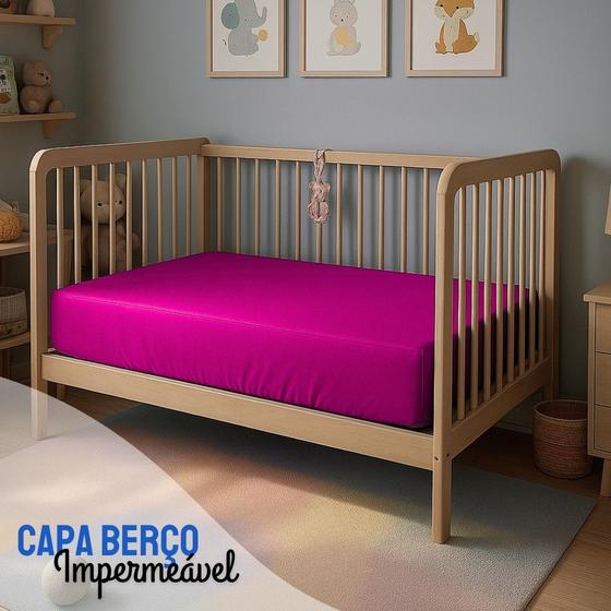 Imagem de Capa Para Colchão Berço Mini Cama Impermeável Com Ziper ROSA