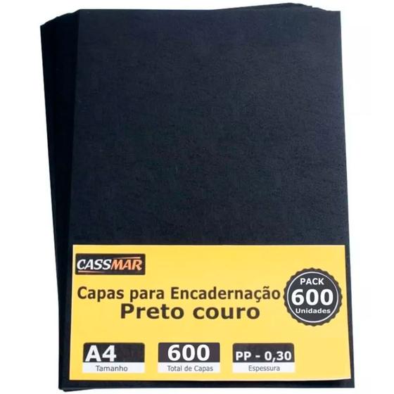 Imagem de Capa Para Encadernação A4 Preta Couro Fundo 600 Un