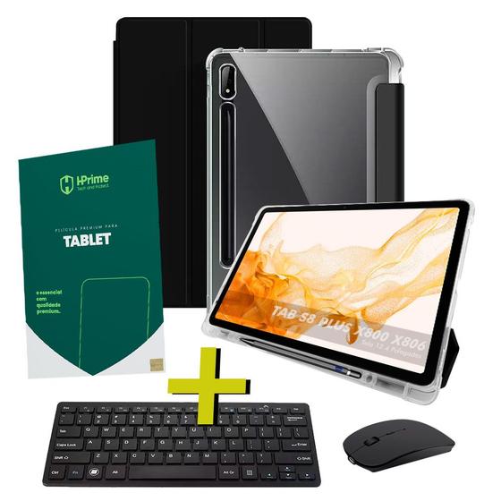 Capa Para Galaxy TAB S8 Plus X800 X806 12.4 Smart Case + Teclado Mouse + Pelicula HPrime Premium Menor preço em Capa Para Galaxy TAB S8 Plus X800 X806 12.4 Smart Case + Teclado Mouse + Pelicula HPrime Premium