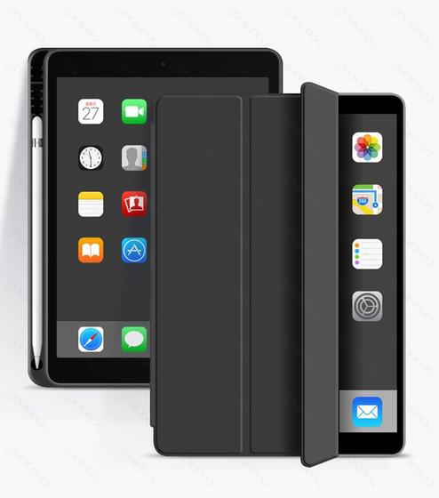 Imagem de Capa Para iPad 6 ou 5 Geração 9.7 Capinha Tablet Smart Case Cover Protetora Anti Impacto com Compartimento Espaço p/ Caneta Pencil Premium Magnética