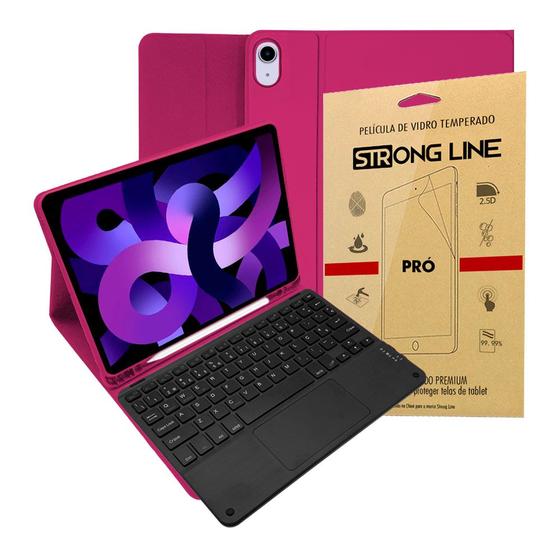 Imagem de Capa Para iPad Air 5 2022 10.9 Case Teclado E Touchpad + Pelicula de Vidro Premium