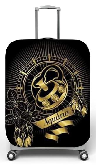 Imagem de Capa para mala de viagem G, medidas max C48x A75 x P29cm Aquario Preto e Dourado