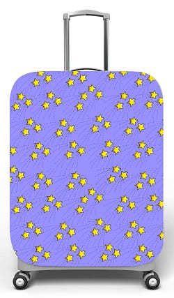 Imagem de Capa para mala de viagem M, medidas max C40x A59 x P27cm Estampa roxo com estrelas amarelas