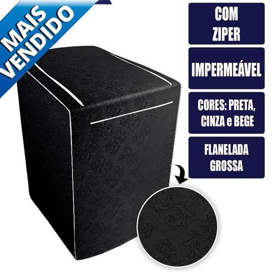 Imagem de Capa para Máquina de Lavar Com Zíper - PRETO  - Todas 8kg a 18kg - Electrolux Brastemp Consul - Tam. G - capa maquina lavar ziper - PANAMI