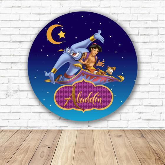 Imagem de Capa para Painel Redondo Aladdin Tecido Sublimado Veste Fácil 1,50mx1,50m Festa Aniversário