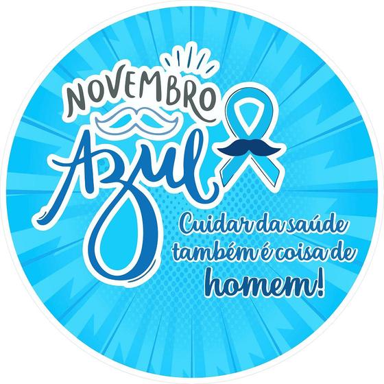 Imagem de Capa para Painel Redondo Novembro Azul Tecido Sublimado Veste Fácil 1,50mx1,50m Festa Aniversário