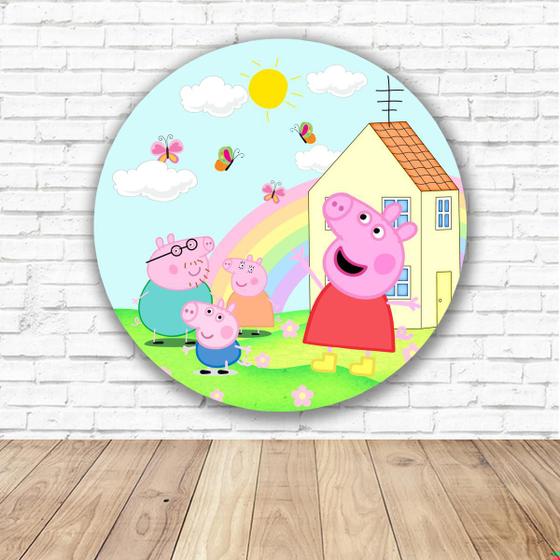 Imagem de Capa para Painel Redondo Peppa Pig Tecido Sublimado 1,50m x 1,50m 