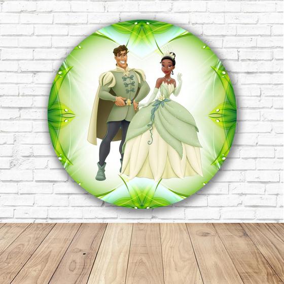 Imagem de Capa para Painel Redondo Princesa e o Sapo Tecido Sublimado Veste Fácil 1,50mx1,50m Festa Aniversário