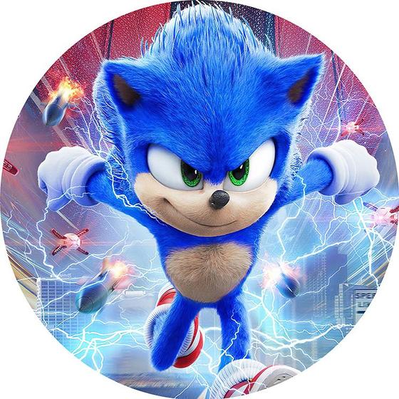 Imagem de Capa para Painel Redondo Sonic Tecido Sublimado Veste Fácil 1,50mx1,50m Festa Aniversário