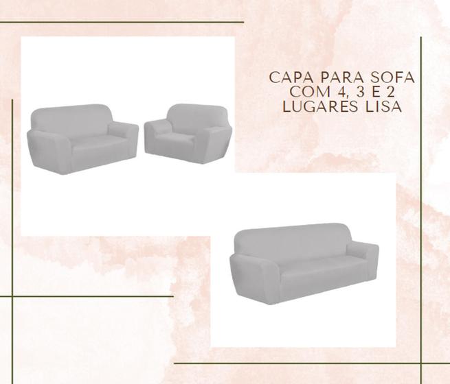 Imagem de Capa para sofa com 4, 3 e 2 lugares lisa