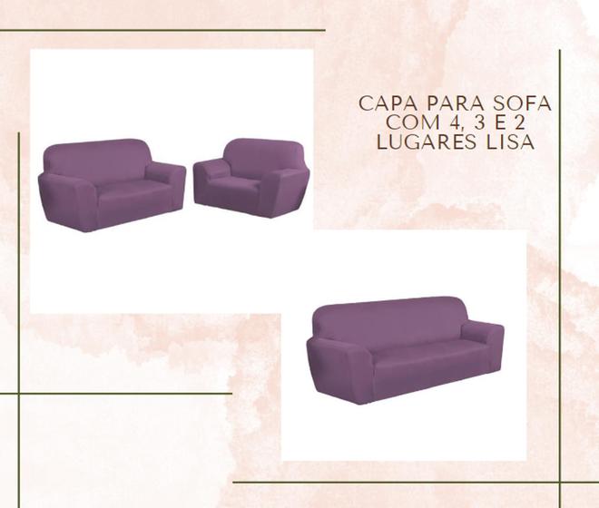 Imagem de Capa para sofa com 4, 3 e 2 lugares lisa