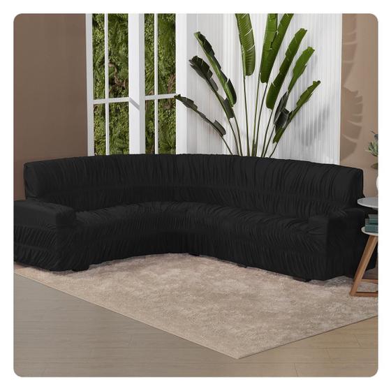 Imagem de Capa para sofá de canto 6 lugares elasticada 