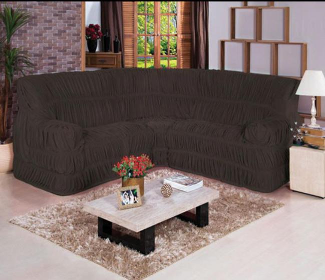 Imagem de Capa para sofá de canto de até 6 lugares 21 elásticos malha Gel