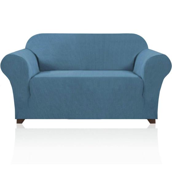 Imagem de Capa para Sofá Loveseat - Elástica, Macia e Durável - Proteção para Animais de Estimação (Azul Poeirado)