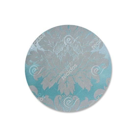 Imagem de Capa para Sousplat em Tecido Jacquard Azul Bebê e Bege Medalhão Tradicional