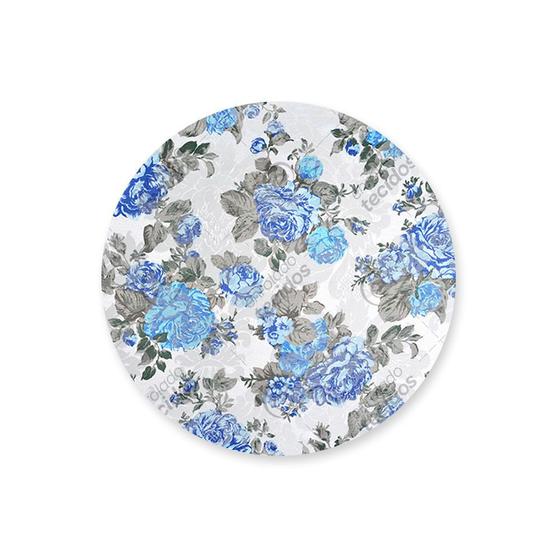 Capa para Sousplat em Tecido Jacquard Estampado Floral Azul Menor preço em Capa para Sousplat em Tecido Jacquard Estampado Floral Azul