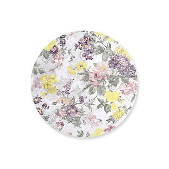 Capa para Sousplat em Tecido Jacquard Estampado Floral Lilás e Amarelo Menor preço em Capa para Sousplat em Tecido Jacquard Estampado Floral Lilás e Amarelo