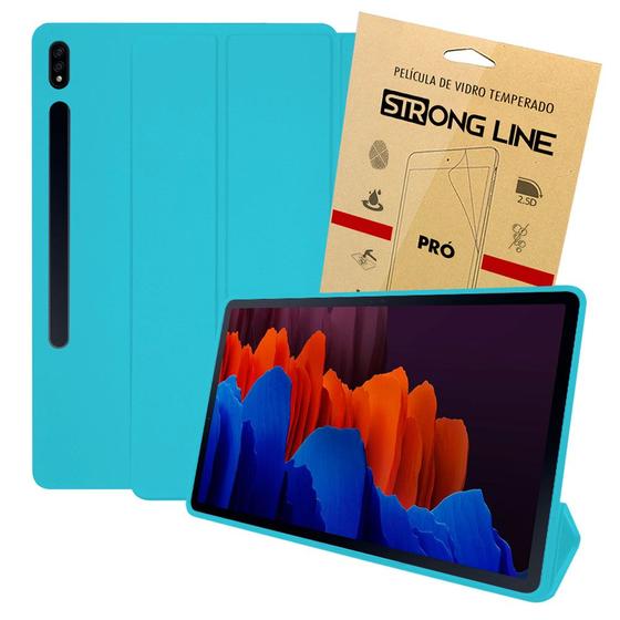 Imagem de Capa Para Tab S7 Plus 12.4 Polegadas Case Tab S7+ Smart Magnética Aveludada Premium + Pelicula de Vidro