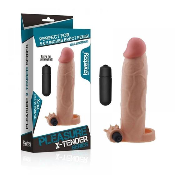 Imagem de Capa Peniana Realística Com Vibrador E Anel 18,5Cm Vipmix