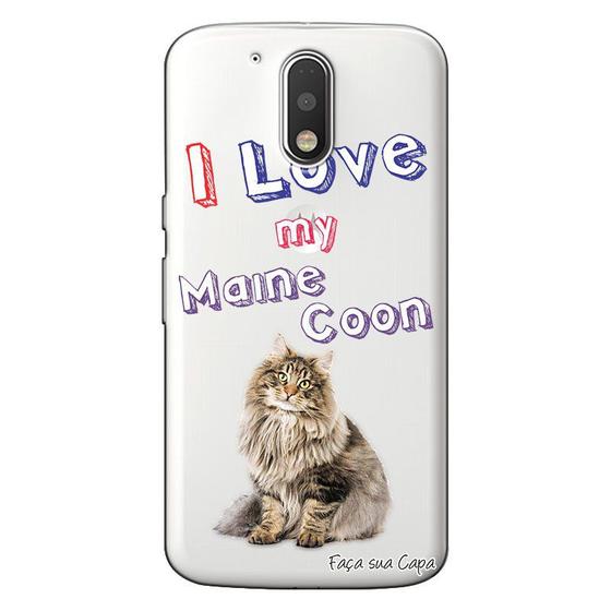 Imagem de Capa Personalizada para Motorola Moto G4 Plus Eu Amo Meu Maine Coon - TP92