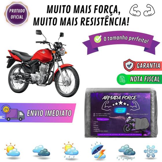 Imagem de Capa Pra Moto Honda CG 125 Sem Forro 100% Impermeável Armada Force Protege Sol Chuva Poeira Sem Forro Proteção Anti-UV