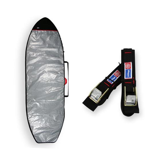 Imagem de Capa prancha stand up paddle refletiva acolchoada 9'5 a 9'11+ fita rack 5m - maori extreme