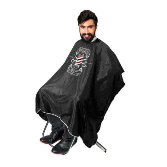 Imagem de Capa Preta de Cetim Sem Manga Com Impressão Barber Shop- Santa Clara