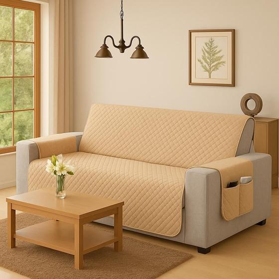 Imagem de Capa Protetor De Sofá Retrátil Reclinavel Para 3 Lugares Com Porta Objetos Lateral Conforto