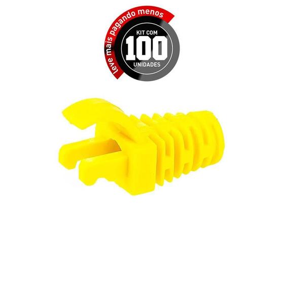 Imagem de Capa Protetora Cabo De Rede Rj45 - Amarelo - Kit Com 100